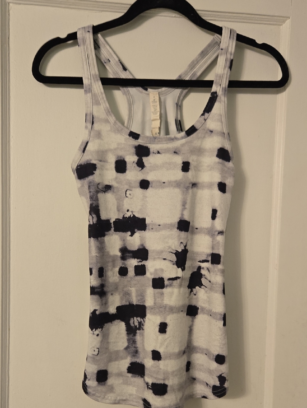 lululemon athletica White and Black Tie-Dye Racerback Tank